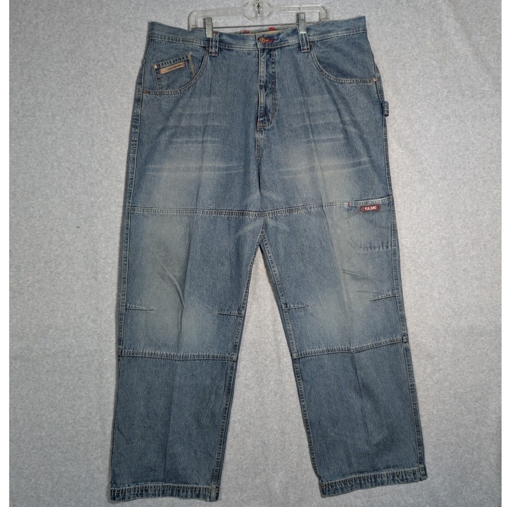 Pepe Jeans Carpenter Jeans Mens 42x33 Blue Baggy Y2K Utility Retro Y2K  *FLAWS